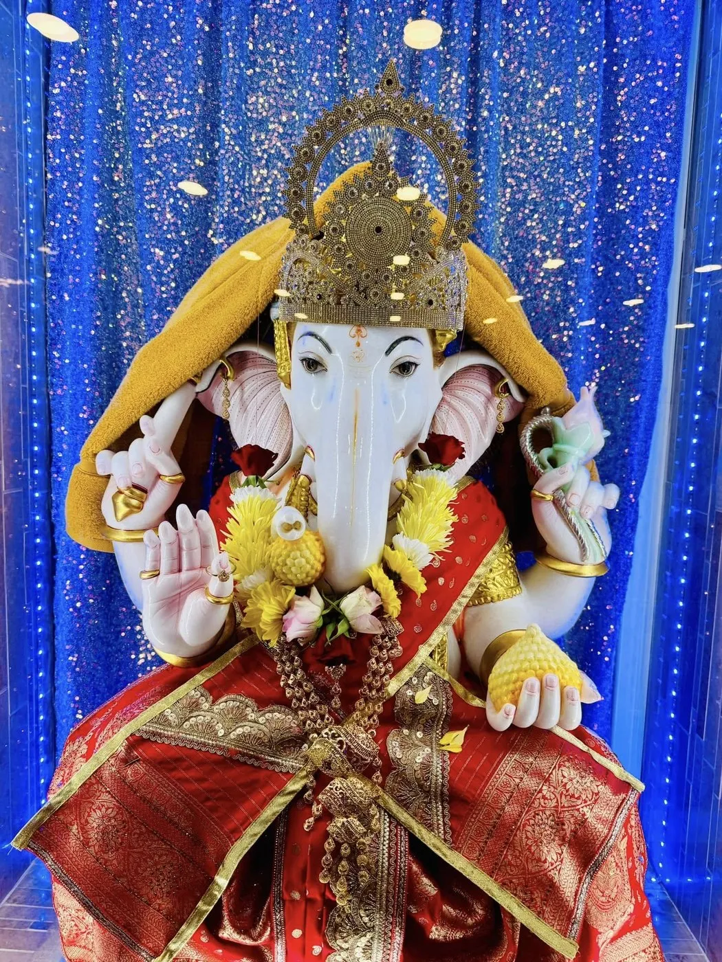Ganesh Ji at Shri Maha Kali Bhameshwari Mandir, dressed in the shringar of a different day (1 of 5)