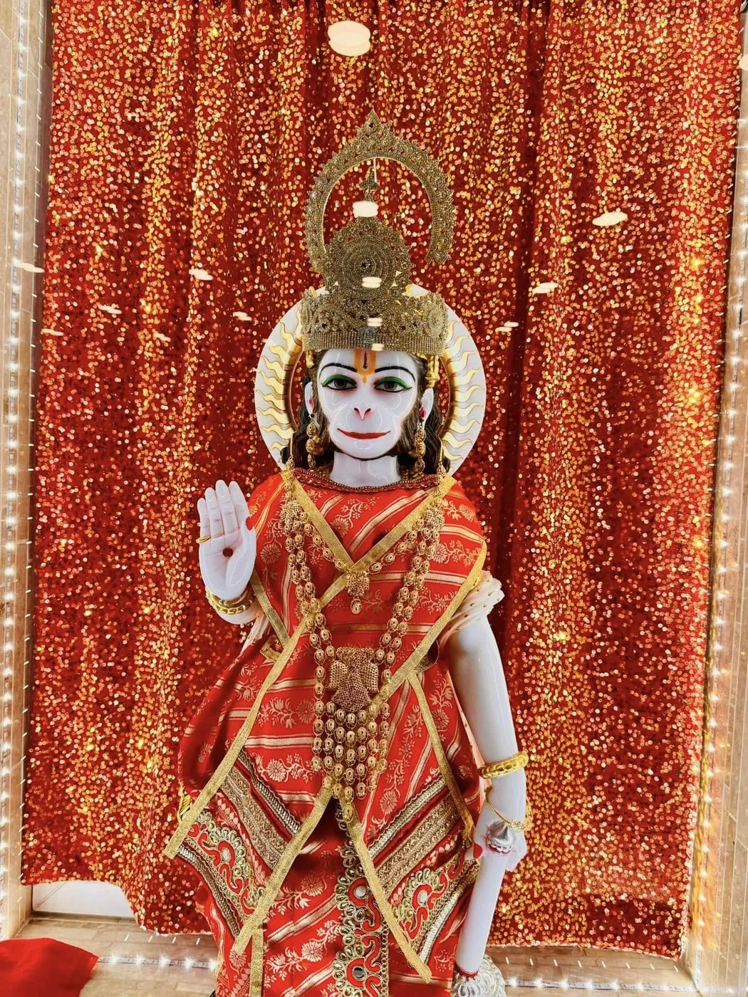Hanuman Ji at Shri Maha Kali Bhameshwari Mandir, dressed in the shringar of a different day (8 of 9)