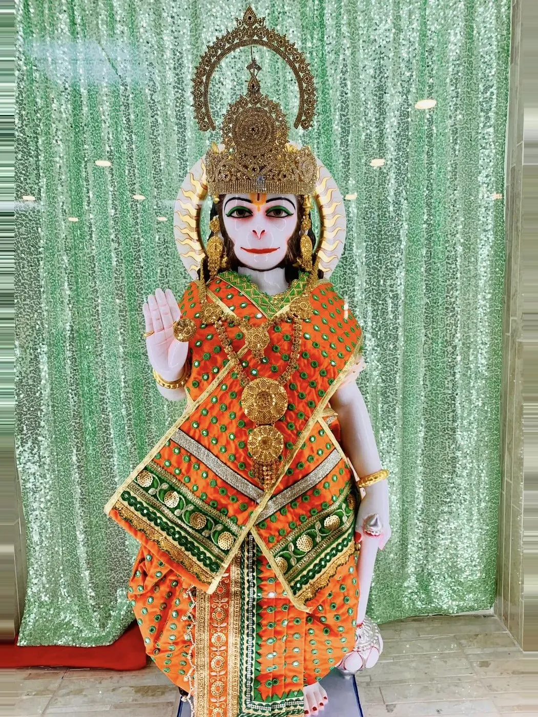 Hanuman Ji at Shri Maha Kali Bhameshwari Mandir, dressed in the shringar of a different day (9 of 9)