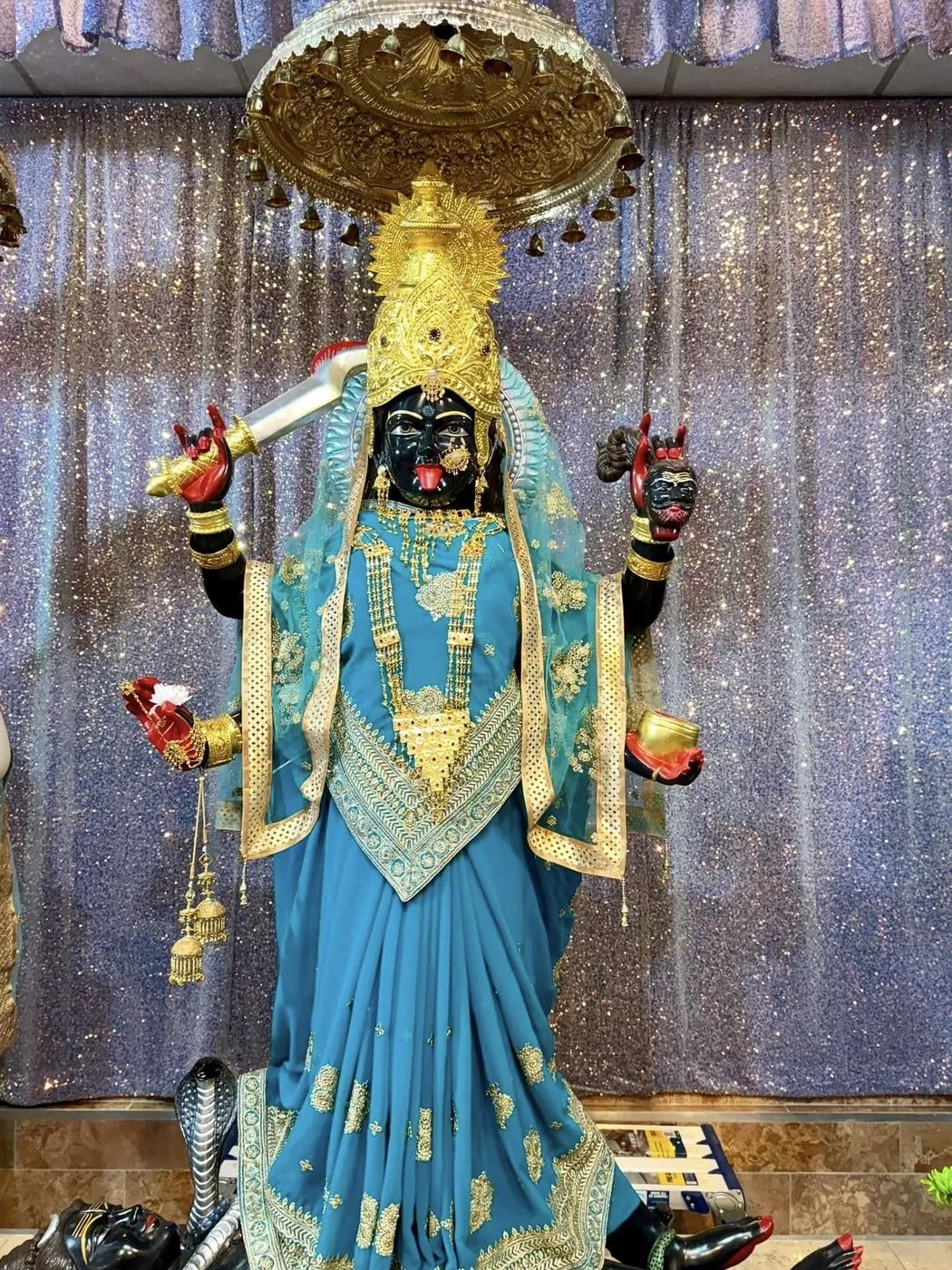 Maa Kali at Shri Maha Kali Bhameshwari Mandir, dressed in the shringar of a different day (1 of 13)