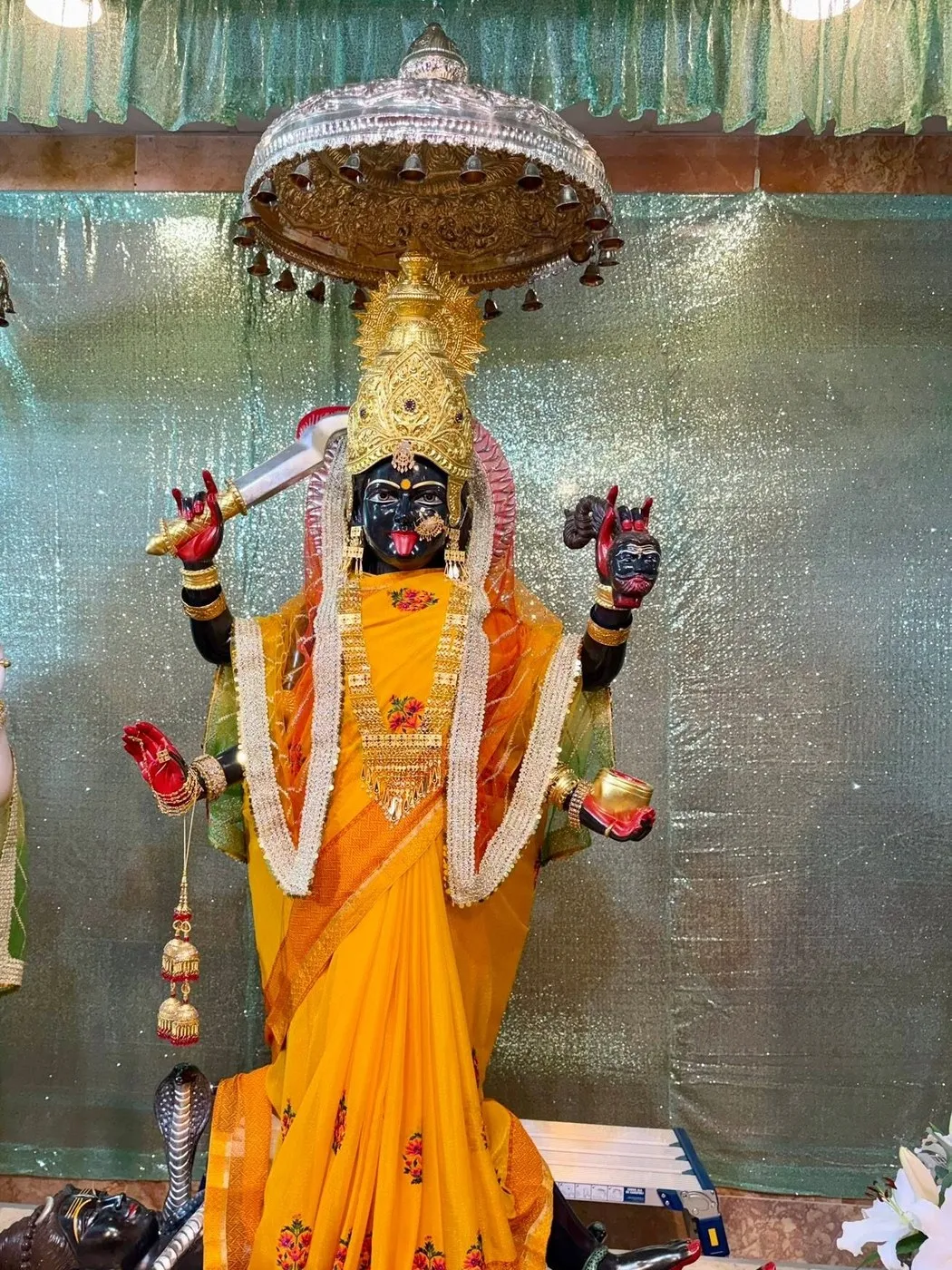 Maa Kali at Shri Maha Kali Bhameshwari Mandir, dressed in the shringar of a different day (12 of 13)