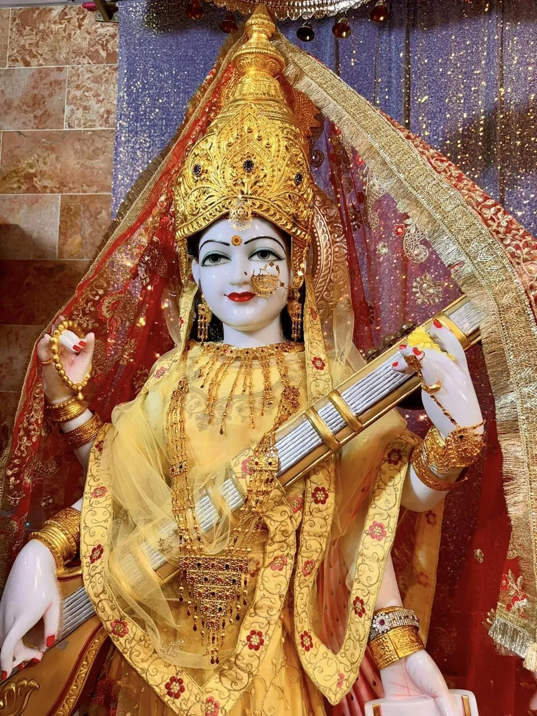 Maa Saraswati at Shri Maha Kali Bhameshwari Mandir, dressed in the shringar of a different day (1 of 10)