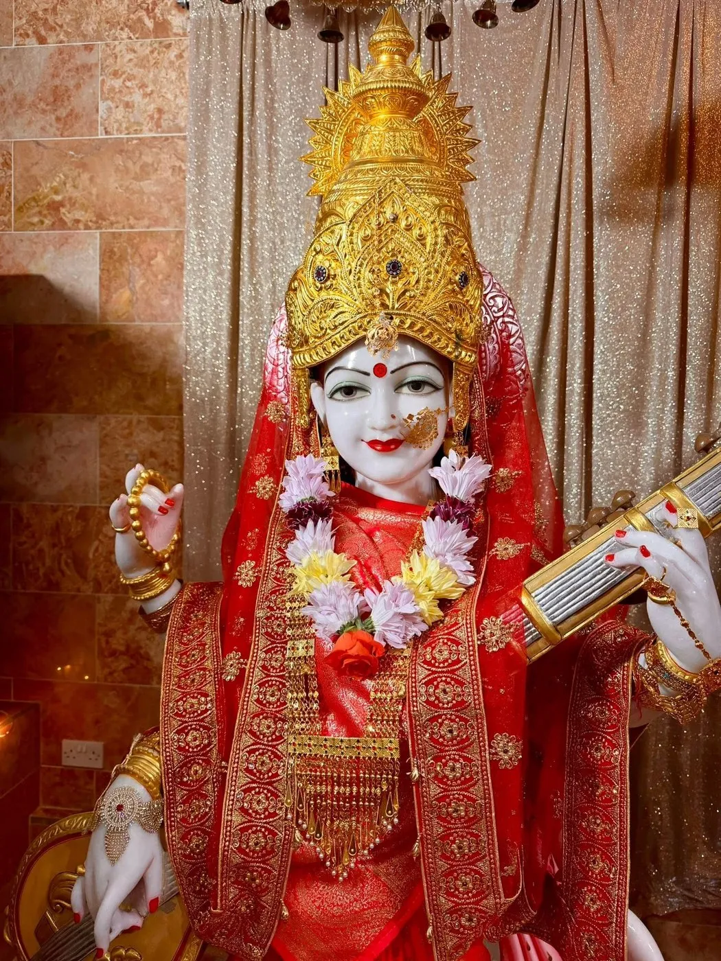 Maa Saraswati at Shri Maha Kali Bhameshwari Mandir, dressed in the shringar of a different day (7 of 10)